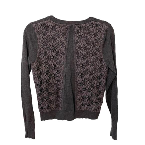 Yest Grey Cardigan Crocheted Back Size 6 - Picture 2 of 7